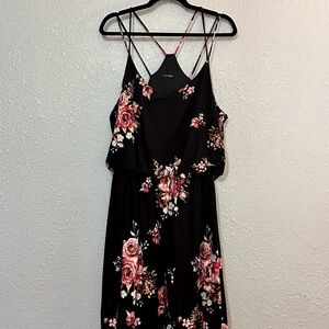 Papermoon Black and Pink Mini Sundress Spaghetti Strap